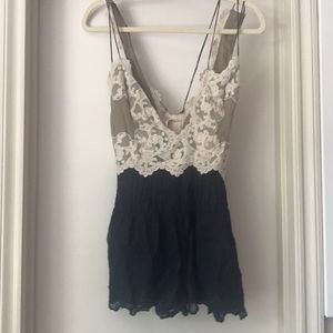 Free People navy and cream romper